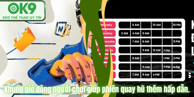 Mẹo Chơi Nổ Hũ Dễ Thắng Tại OK9 Cho Người Mới Khung giờ đông người chơi giúp phiên quay hũ thêm hấp dẫn.