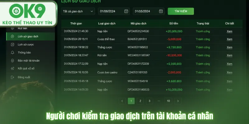 OK9 🎖️ OK9 Dev Trang Chủ Thể Thao Bóng Đá OK9.COM Chính Thức Người chơi kiểm tra giao dịch trên tài khoản cá nhân.